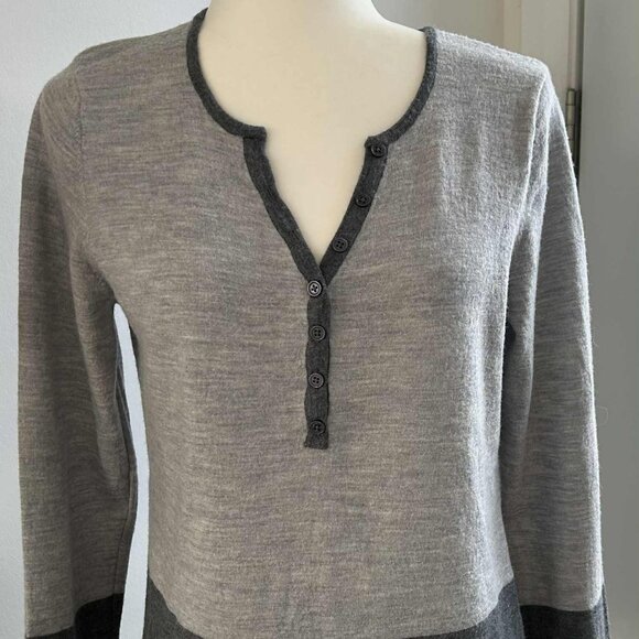 Max Studio 100% Extrafine Merino Wool Two-Tone Henley Sweater in Gray – US XL - Picture 3 of 11
